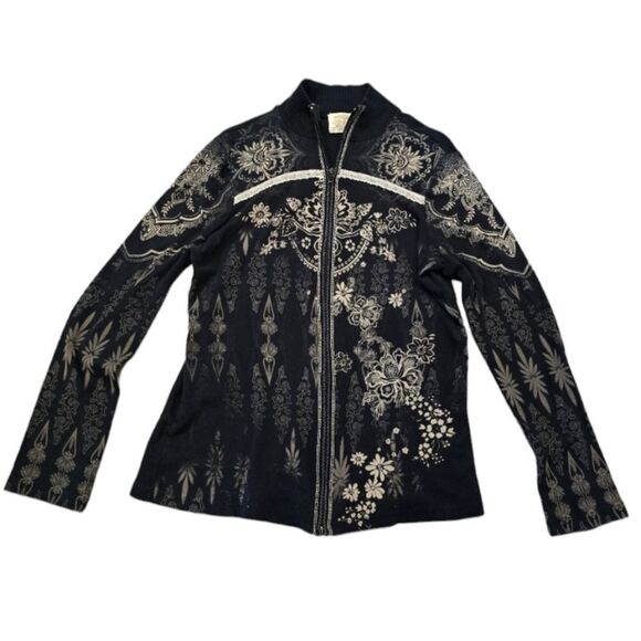 Skinny Minnie Womens Large Embellished Cardigan Black Lightweight - Picture 1 of 5